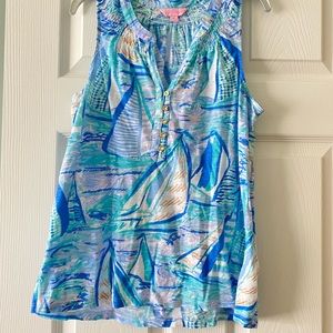 Lilly Pulitzer Essie Tank Top Light Lilac Verbena Aboat Time